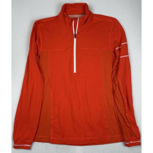 Lululemon Performance Long‎ Sleeve Shirt Mens L Orange 1/4 Zip Hi visibility - Picture 1 of 8